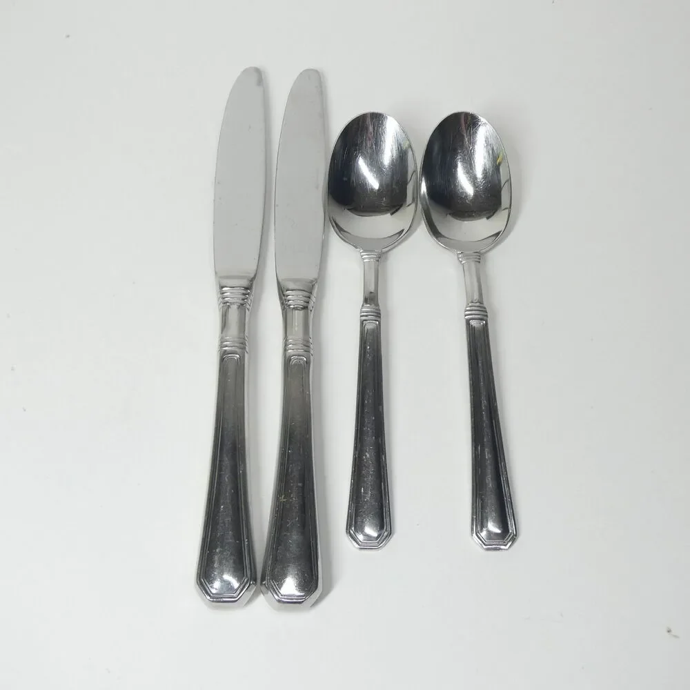 Pfaltzgraff Providence 4pc Flatware Lot Soup Spoons Knives Stainless